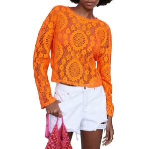 Mango Embroidered openwork t-shirt Size Medium